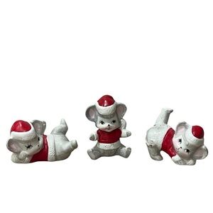 Vintage Christmas Around The World Tumbling‎ Mice Figurines Set Of 3 Holiday